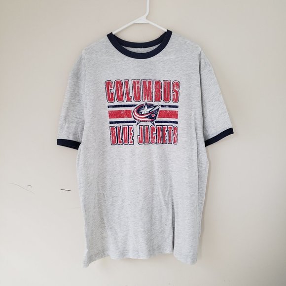 Columbus Blue Jackets T-Shirt Tee Mens XL Heathered Light Gray NHL Big Logo NWT - Picture 1 of 11